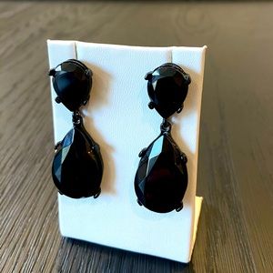 Black stone drop statement earrings